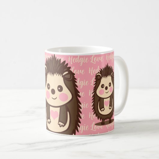 Hedgie Liefde Schattigee Egel met Roze Hart Koffiemok (Voorkant rechts)