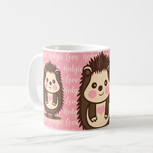Hedgie Liefde Schattigee Egel met Roze Hart Koffiemok (Voorkant links)