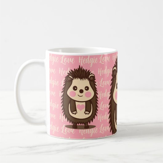 Hedgie Liefde Schattigee Egel met Roze Hart Koffiemok (Links)