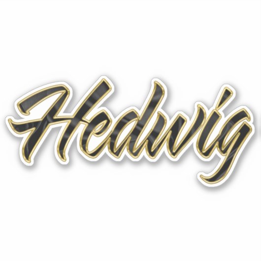 Hedwig black gold Lettering Aufkleber Sticker (Voorkant)