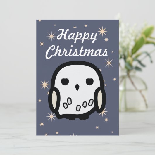 Hedwig Cartoon Character Art-kerstkaart Feestdagenkaart (Staand voorkant)