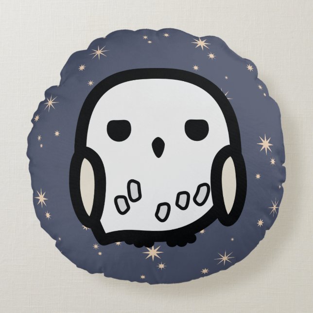 Hedwig Cartoon Character Art Rond Kussen (Voorkant)