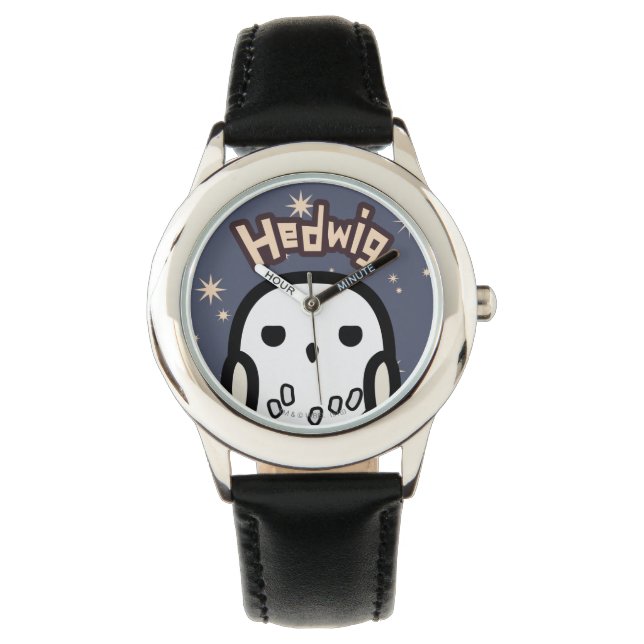 Hedwig Cartoon Karakter Kunst Horloge (Voorkant)