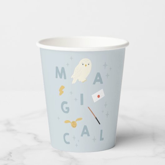 Hedwig "magische" typografie grafisch papieren bekers (Achterkant)