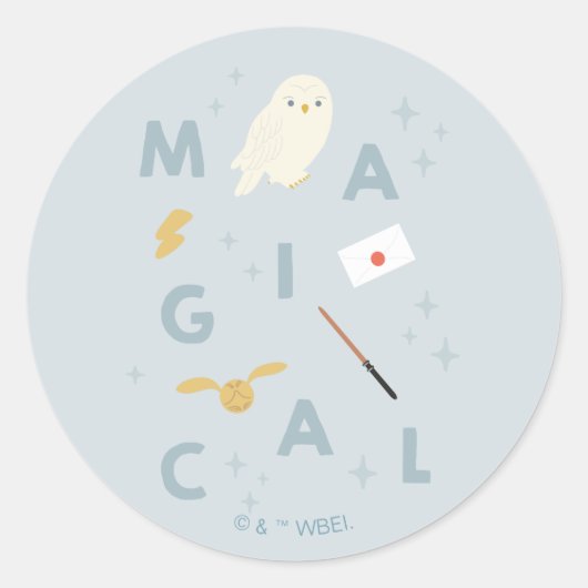 Hedwig "magische" typografie grafisch ronde sticker (Voorkant)