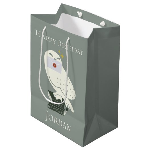 Hedwig Met Brief Whimsicale Tekening Medium Cadeauzakje (Voorkant Gekanteld)