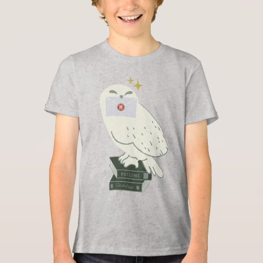 Hedwig Met Brief Whimsicale Tekening Tri-Blend Shirt (Voorkant)