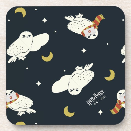 Hedwig Nighttime Moonlight Pattern Bier Onderzetter (Voorkant)