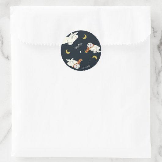 Hedwig Nighttime Moonlight Pattern Ronde Sticker (Tas)