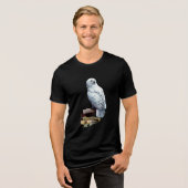 Hedwig over boeken Tri-Blend shirt (Voorkant volledig)