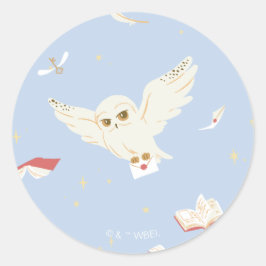Hedwig Owl Post Letters and Books Pattern Ronde Sticker