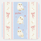 Hedwig Owl Post Stripe Pattern Vierkante Sticker (Voorkant)