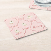 Hedwig Pink Ribbon Pattern Kartonnen Onderzetters (Schuin)