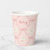 Hedwig Pink Ribbon Pattern Papieren Bekers (Voorkant)