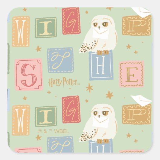 Hedwig Post Letter Block Pattern Vierkante Sticker (Voorkant)