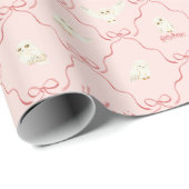 Hedwig Roze Lint Patroon Cadeaupapier (Rol Hoek)