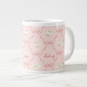 Hedwig Roze Lint Patroon Grote Koffiekop (Voorkant rechts)