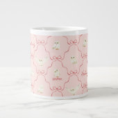 Hedwig Roze Lint Patroon Grote Koffiekop (Voorkant)