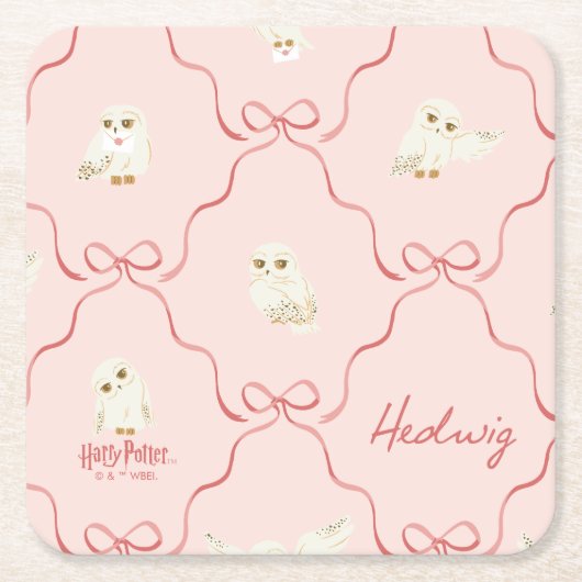 Hedwig Roze Lint Patroon Kartonnen Onderzetters (Voorkant)