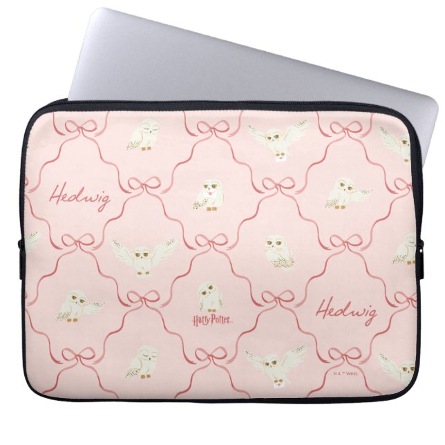 Hedwig Roze Lint Patroon Laptop Sleeve (Voorkant)