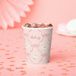 Hedwig Roze Lint Patroon Papieren Bekers