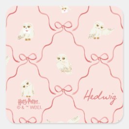 Hedwig Roze Lint Patroon Vierkante Sticker