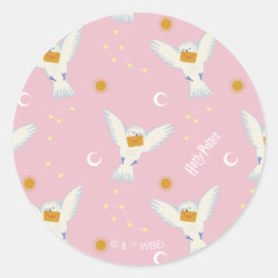 Hedwig Roze Zonnewende Patroon Ronde Sticker