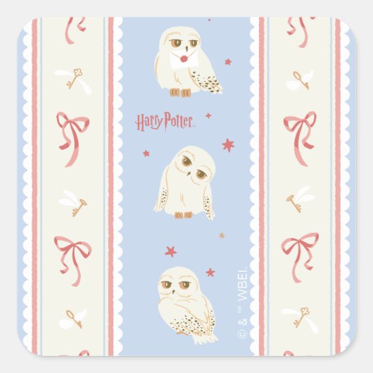 Hedwig Uil Post Streeppatroon Vierkante Sticker (Voorkant)