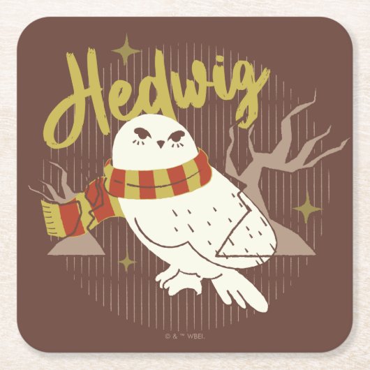 Hedwig Whimsical Bos Tekening Kartonnen Onderzetters (Voorkant)