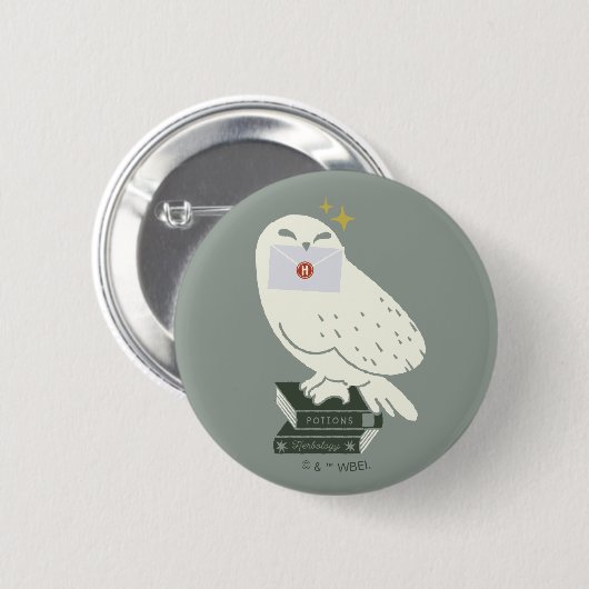 Hedwig With Letter Whimsical Drawing Ronde Button 5,7 Cm (Voorkant /achterkant)