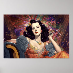 Hedy Lamarr in de jaren 20 Miami Poster