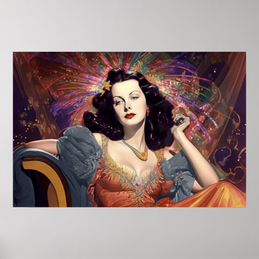 Hedy Lamarr in de jaren 20 Miami Poster (Voorkant)