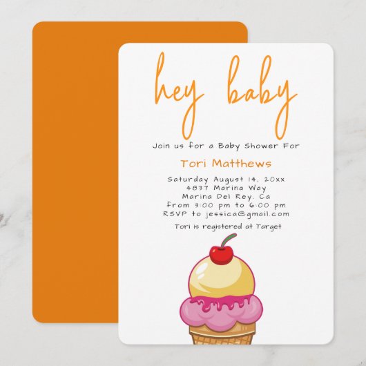 Hee Baby Oranje Uitnodiging (Voorkant / Achterkant)