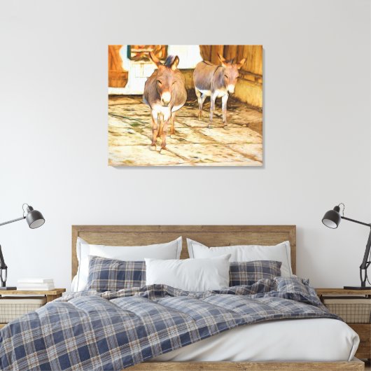 Hee Haw Donkeys Canvas Afdruk (Insitu (Slaapkamer))