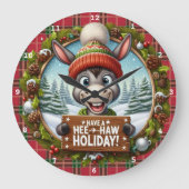 Hee-Haw Holiday!" - Vrolijke ezel Kerstmis Grote Klok (Voorkant)