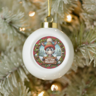 Hee-Haw Holiday!" - Vrolijke ezel Kerstmis Keramische Bal Ornament