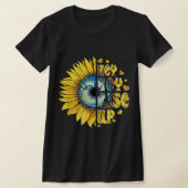 Hee Hee Rise Oekraïense zonnebloem peace for Ukrai T-shirt (Laagn)