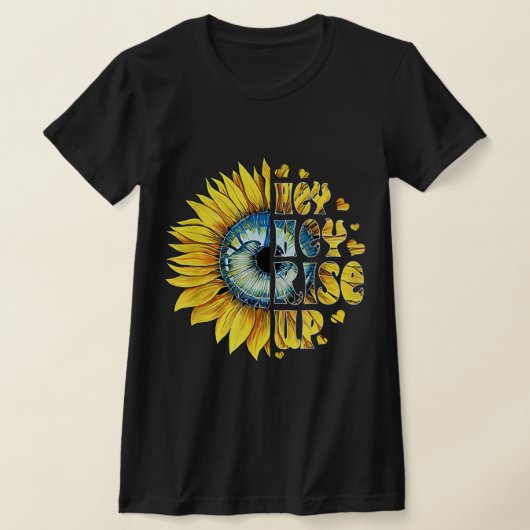 Hee Hee Rise Oekraïense zonnebloem peace for Ukrai T-shirt (Laagn)