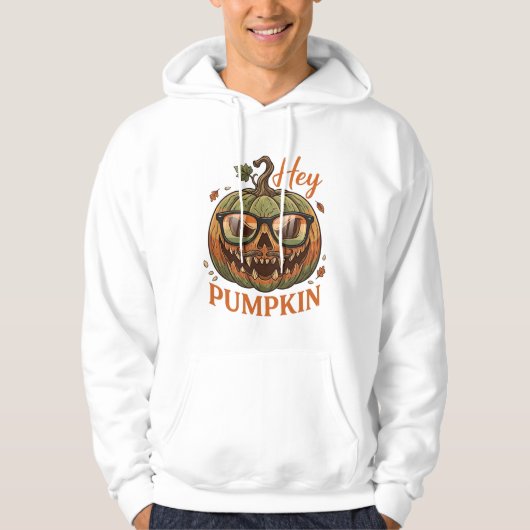 Héé Pompoen Halloween Jack Lantern Bril Snor Hoodie (Voorkant)