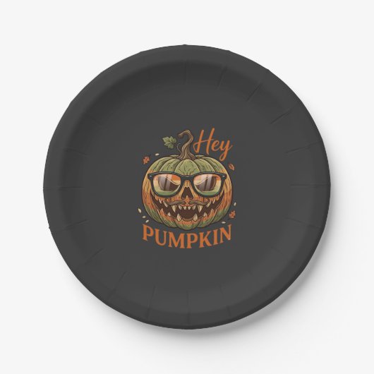 Héé Pompoen Halloween Jack Lantern Bril Snor Papieren Bordje (Voorkant)