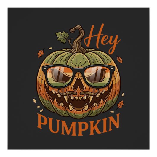 Héé Pompoen Halloween Jack Lantern Bril Snor Perfect Poster (Voorkant)