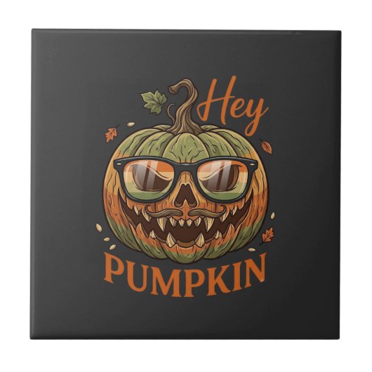 Héé Pompoen Halloween Jack Lantern Bril Snor Tegeltje (Voorkant)