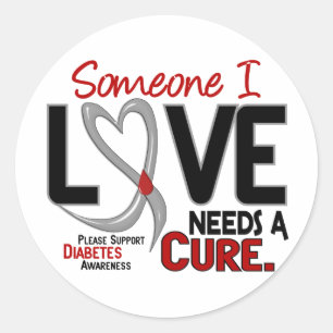 HEEFT EEN CURE 2 DIABETES T-shirts & geschenken NO Ronde Sticker