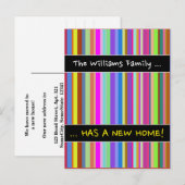 ".. HEEFT EEN NIEUW HUIS!" + Strepen van verschill Aankondigingskaart (Voorkant / Achterkant)