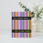 ".. HEEFT EEN NIEUW HUIS!" + Strepen van verschill Aankondigingskaart (Staand voorkant)