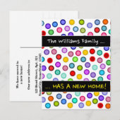 ".. HEEFT EEN NIEUW HUIS!" + Veel kleurrijke cirke Aankondigingskaart (Voorkant / Achterkant)