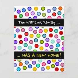".. HEEFT EEN NIEUW HUIS!" + Veel kleurrijke cirke Aankondigingskaart