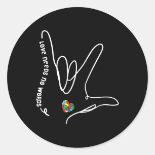 Heeft geen woorden nodig als puzzelstuk hart autis ronde sticker