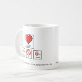 Heeft geen woorden nodig over koffie-Mok Koffiemok (Voorkant links)