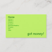 Heeft Green geld? Visitekaartje (Voorkant)